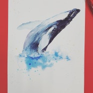 수채화 일러스트 그리기 :: 혹등고래와 바다