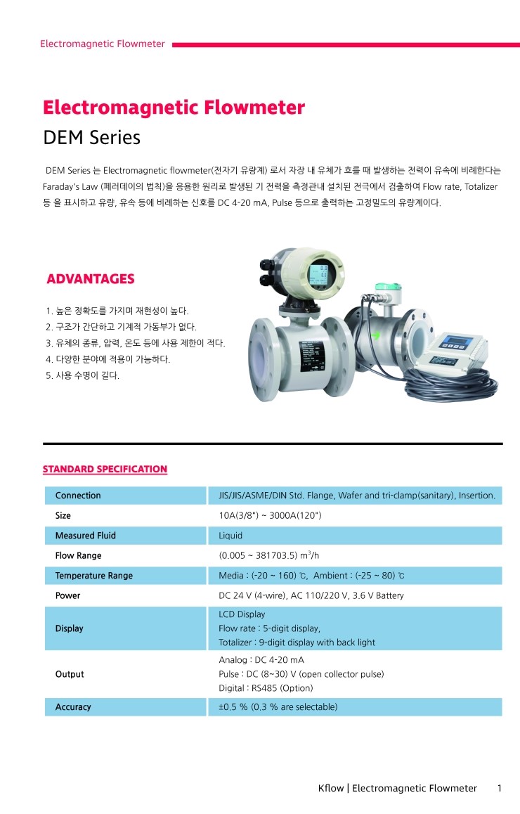 전자유량계, 전자기유량계, Electromagnetic flowmeter DEM series 소개 : 네이버 블로그
