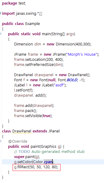 [Java 강의90] 자바 그래픽 그림 그리기 - 7 (fillRect, fillPolygon, fillArc, fillOval ...
