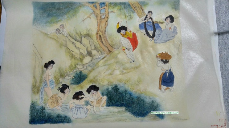 신윤복 단오풍정 단오날의 이야기가 있는 그림 모사 : 네이버 블로그