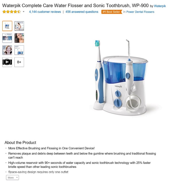 워터픽 아마존 낙타 최저가 WP900 /Waterpik Complete Care Water Flosser and Sonic
