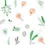 패턴,초록잎과꽃/꽃그림/일러스트문양/라인드로잉/펜아트