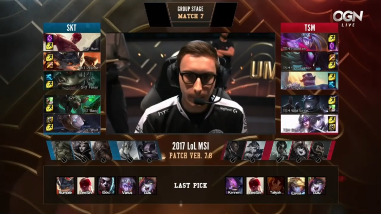 2017 LOL 미드시즌 인비테이셔널(롤 MSI) 그룹 스테이지. Day2. 1경기. SKT(한국) vs TSM(북미 ...