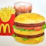 [음식 일러스트]수성 색연필로 햄버거 그리기!