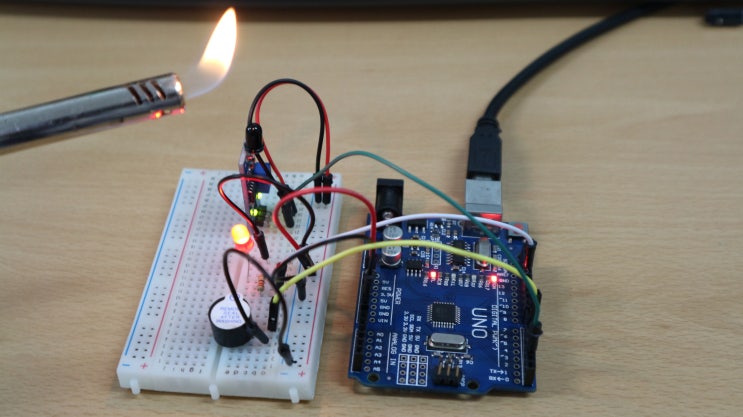 [아두이노 강좌]  불꽃감지센서를 이용한 LED 및       Buzzer(부저) 제어하기 : 네이버 블로그