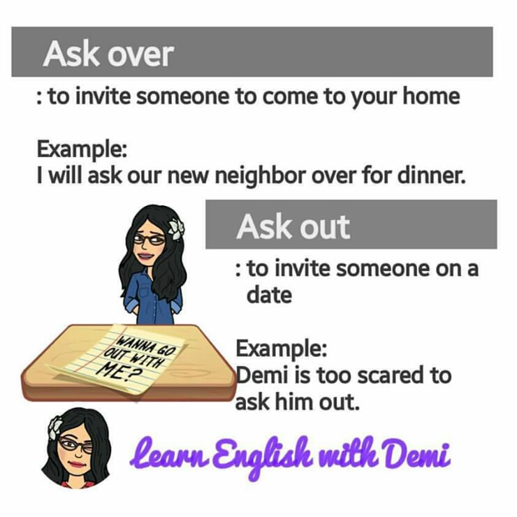 ask over 집으로 초대하다, ask out ~에게 데이트를 신청하다 | 영어표현 : 네이버 블로그