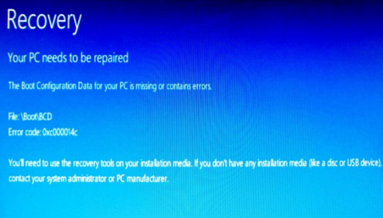 블루스크린 BCD Error code 0Xc000014C (by Surface Pro4, NSP) : 네이버 블로그