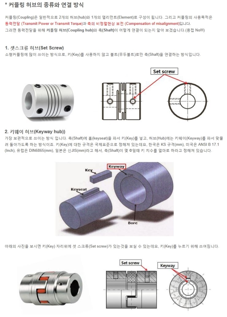 COUPLING HUB (카플링 허브 용어정리) 종류 및 체결방식, 피티코리아 : 네이버 블로그