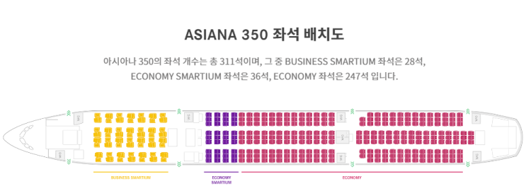 아시아나항공 A350 좌석 배치도를 본 후기 : 네이버 블로그