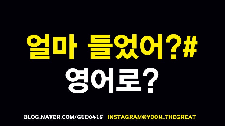 [1MIN 회화영어] 얼마 들었어? 영어로 비용 물을 때 쓰는 표현 How much did it cost? : 네이버 블로그