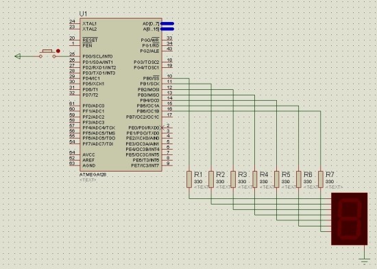 32. Atmega128 + 스위치를 사용하여 FND 한번 점등하기(배열, if문, for문 응용) : 네이버 블로그