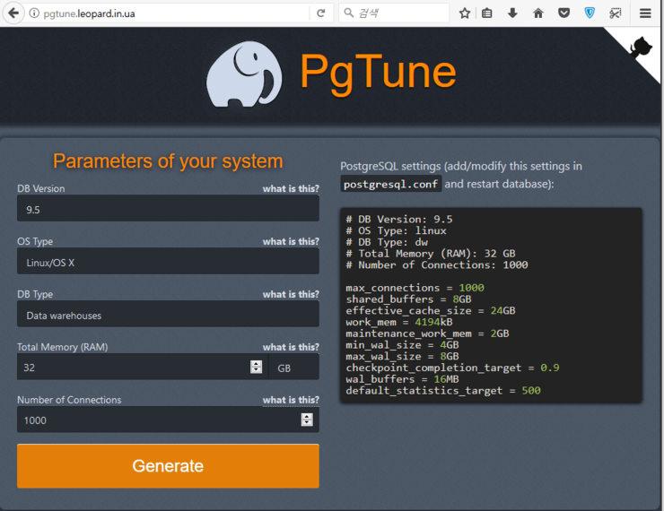 pgtune 사이트 소개 (PostgreSQL 권장 설정값) : 네이버 블로그
