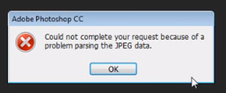 포토샵에서 could not complete your request because of a problem parsing the ...