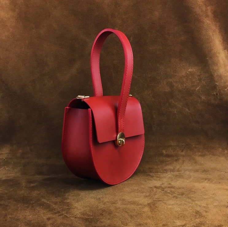 [가죽공예배우기 :수강생작품] 핸드메이드 가죽 미니백/LEATHER MINI HANDBAG/WRISTLET - 미로아르테 가죽 ...