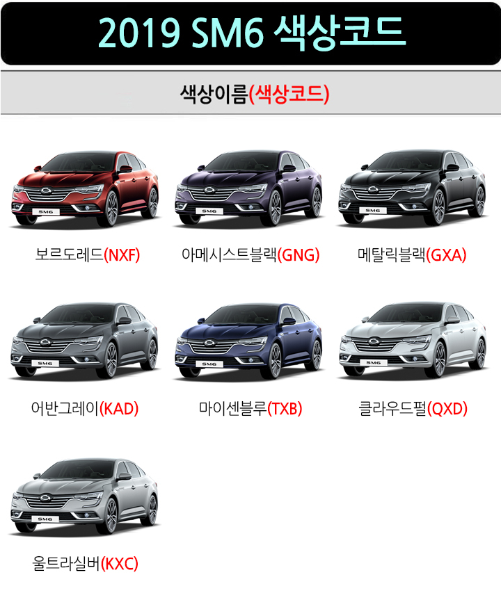 매직팁카페인트 2019 르노삼성 SM6 색상 색상코드 : 네이버 블로그