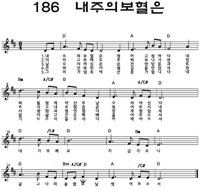 [악보, PPT] 새찬송가 254장 내 주의 보혈은(코드편곡) : 네이버 블로그