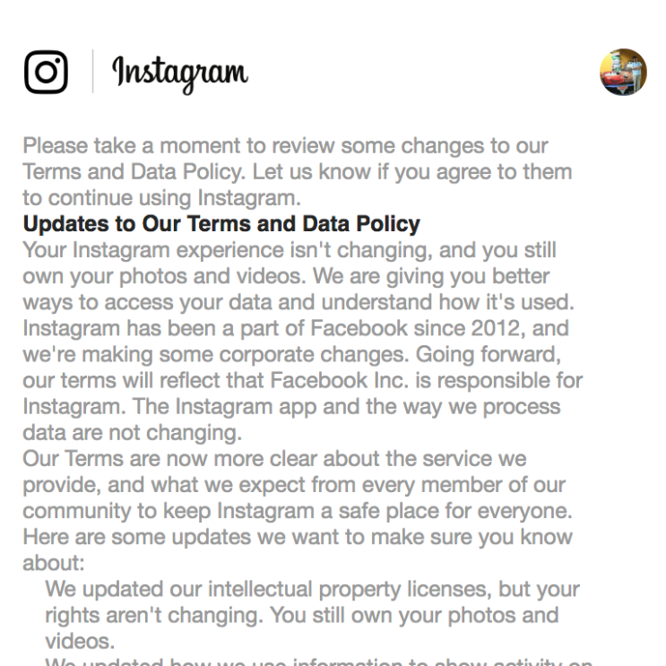 인스타그램 - review and agree to our updated Terms and Data Policy : 네이버 블로그