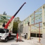 대전조립식건축 아산 신축공사중 외벽판넬 설치