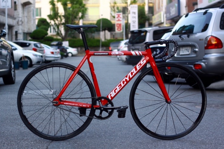 에이지 사이클 엔트라 레드 알렉스 림 R450 휠셋 시마노 프로 PLT & 캐논데일 C3 컴포넌트 커스텀 픽시 바이크 리뷰 ...