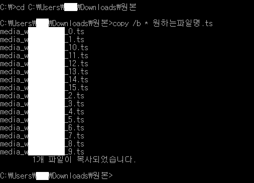 M3u8파일로 분할된 Ts파일 합치기 네이버 블로그