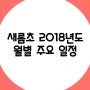 세종시 새롬초등학교 2018년도 월별 주요일정입니다.