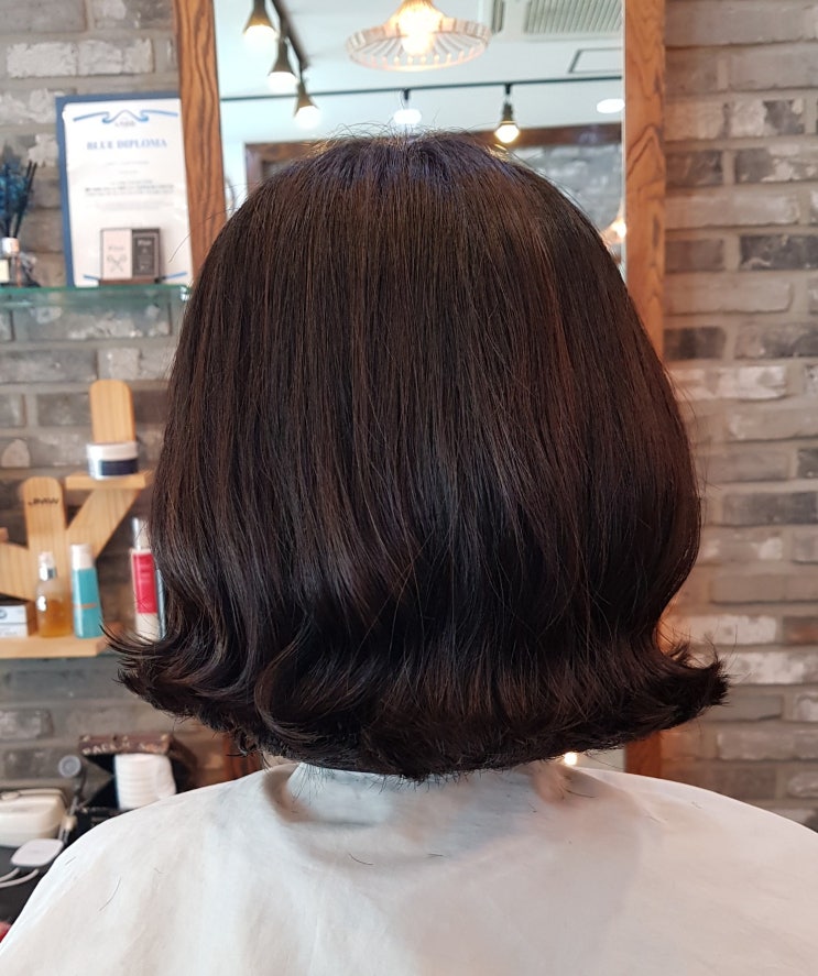 산뜻한 단발 S 컬 펌 : 네이버 블로그