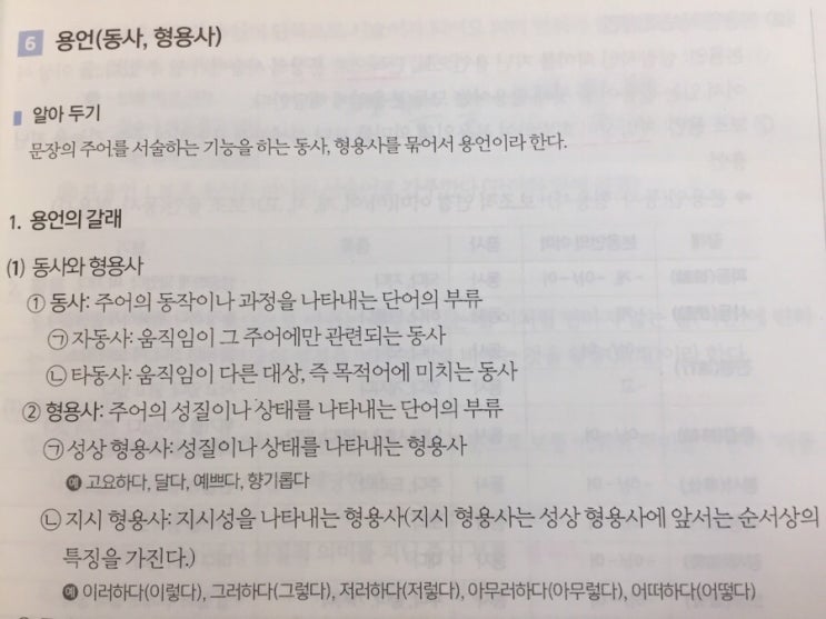 공무원 국어 기본서 중요/헷갈리는 것 정리 * 용언(동사, 형용사, 본용언 보조용언 : 네이버 블로그
