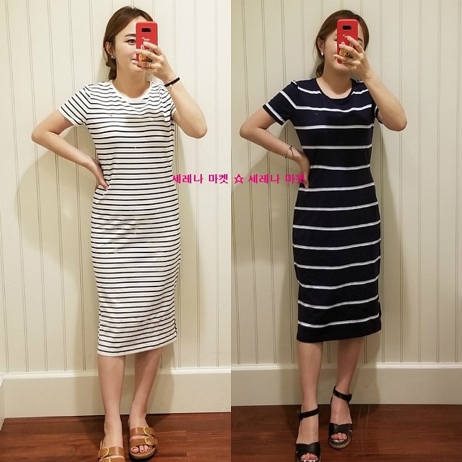 (판매완료)타미힐피거 핫딜 ☆ 타미힐피거 반팔 스트라이프 롱 원피스 네이비 화이트 5만원대 핫딜 / 데일리 롱 원피스 / 세레나 ...