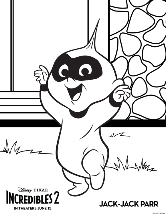 the incredibles 2 coloring page hard