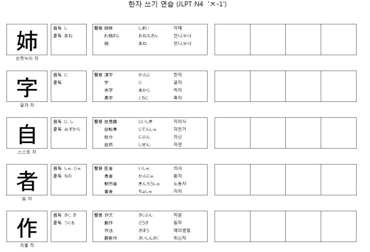 일본어 한자 공부 (Jlpt N4 한자) 25일째 : 네이버 블로그