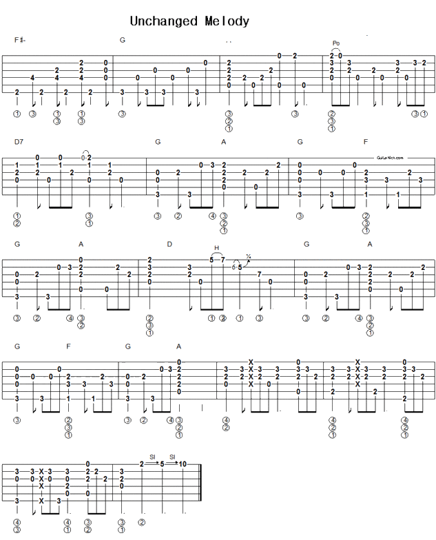 악보[G] Guitar FingerStyle - [Tab] Unchained-Melody : 네이버 블로그