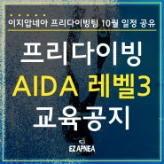 서울 프리다이빙 AIDA 레벨3 교육 공지 (프리폴을 배워요!)