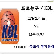 고양오리온 : 전주KCC 상대전적, 1월 23일 남농