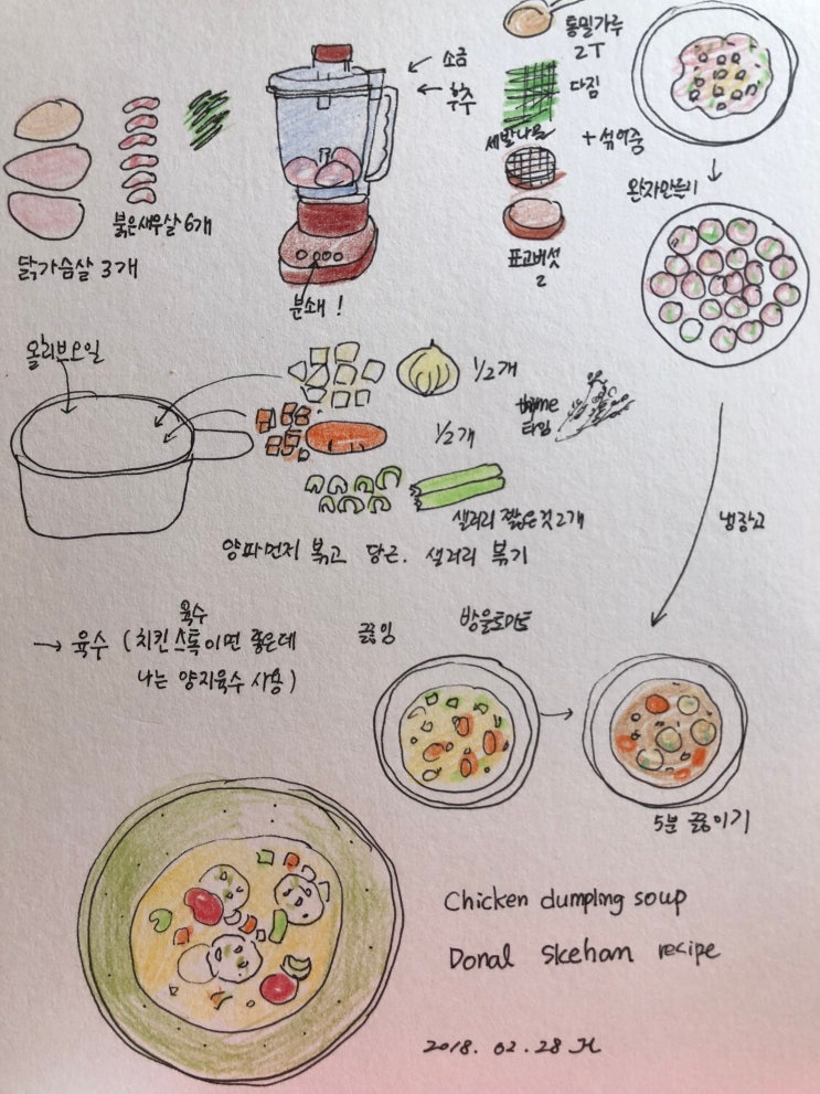 닭 가슴살 완자 수프 (Chicken Dumpling Soup Donal Skehan Recipe) 2018 02 28