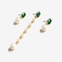 Green stone & pearl earring set | 모드곤 modgone