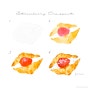 빵 수채화 일러스트 : 딸기크로와상 그리기 (지니그림)
