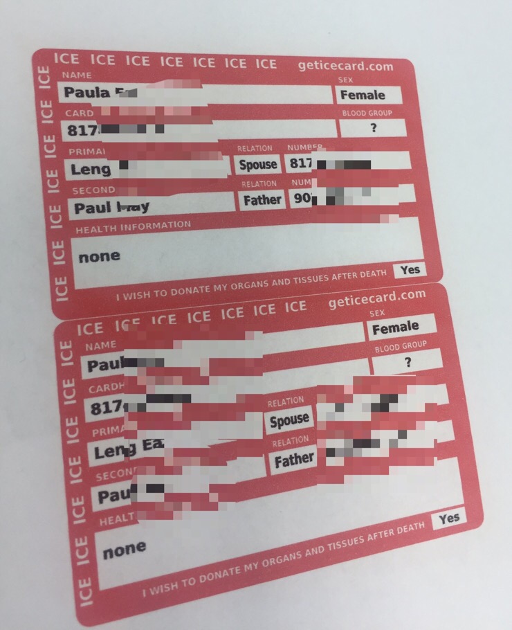 [유용정보] ICE card (In Case Emergency) 응급상황 카드 : 네이버 블로그