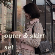 [outer+skirt set] 핑크뮬리트위드set