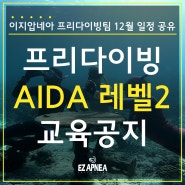 프리다이빙 AIDA 레벨2 서울 올림픽수영장 교육 공지 :)