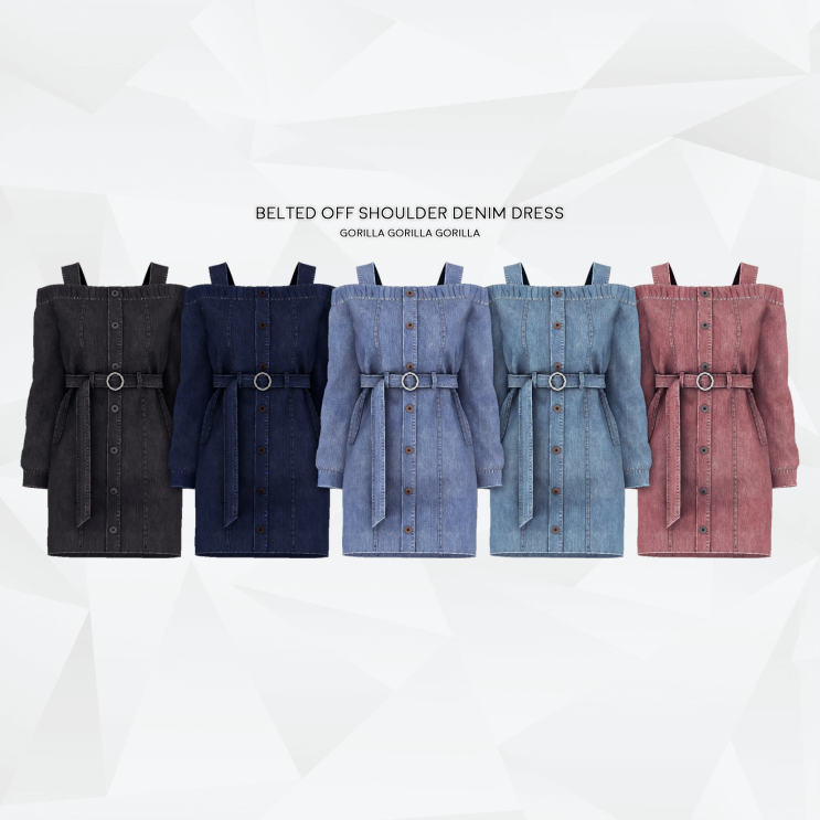 [심즈4] Belted Off Shoulder Denim Dress Cc템 네이버 블로그