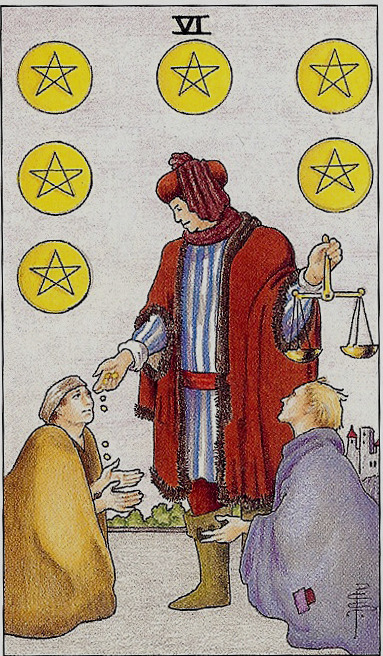 [타로배우기/타로해석] 6. six of Pentacles(여섯 개의 동전/펜타클6) : 네이버 블로그