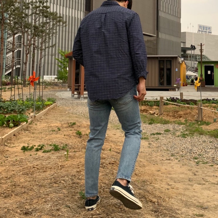 지오다노 옥스포드 체크셔츠를 활용한 데일리룩 : 네이버 블로그