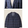UNITED ARROWS G.L.R blu navy tartan check peaked lapel 2b tailored jacket