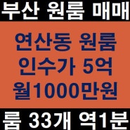 부산 원룸 매매 - 연산동 시청 원룸 매매 월 1000만 원!!