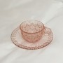 <soldout> Vintage heart glass cup and saucer / 빈티지 하트 글라스 커피잔