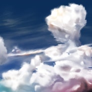[ 포토샵 디지털 페인팅 ] 하늘 구름 비행기 ( sky cloud airplane 空 雲 飛行機 )