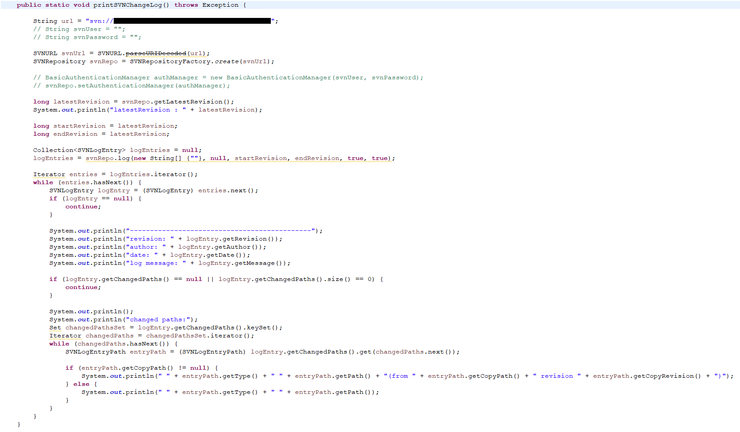 [JAVA] 자바 SVN 이력 / get SVN history example / get svn change log example ...