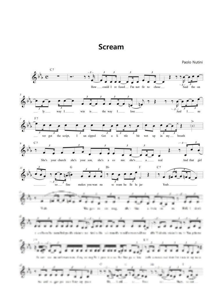 [악보]Scream_Paolo Nutini/1단악보 : 네이버 블로그