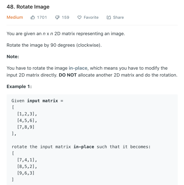 LeetCode 48. Rotate Image - Simulation(in-place) : 네이버 블로그