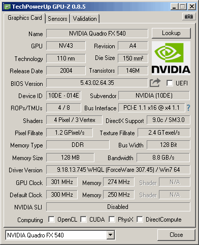 [GPUZ] NVIDIA Quadro FX 540 : 네이버 블로그
